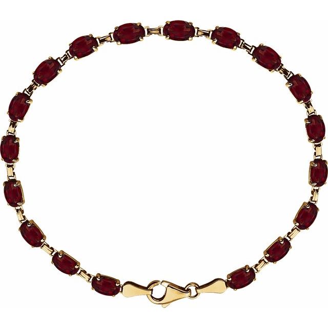 14K Yellow Gold Natural Mozambique Garnet 7 1/4" Bracelet