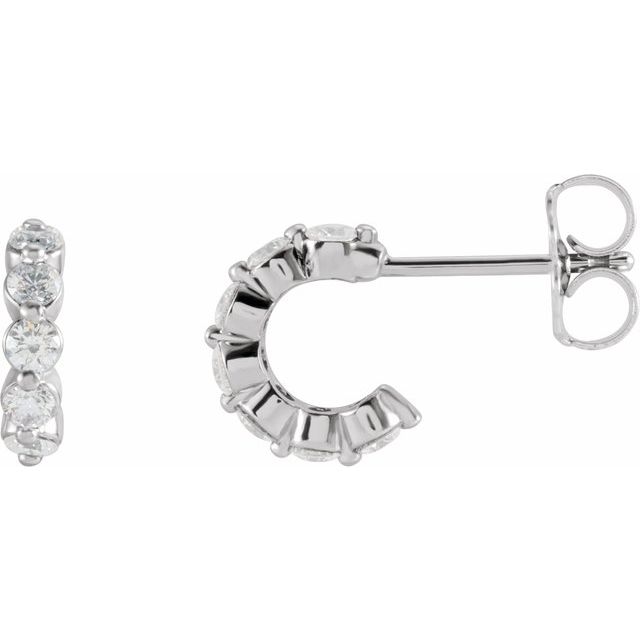 14K White Gold 3/8 CTW Natural Diamond 9.25 mm Hoop Earrings