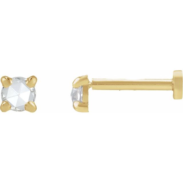 14K Yellow Gold .06 CT Rose-Cut Natural Diamond Stud Earrings