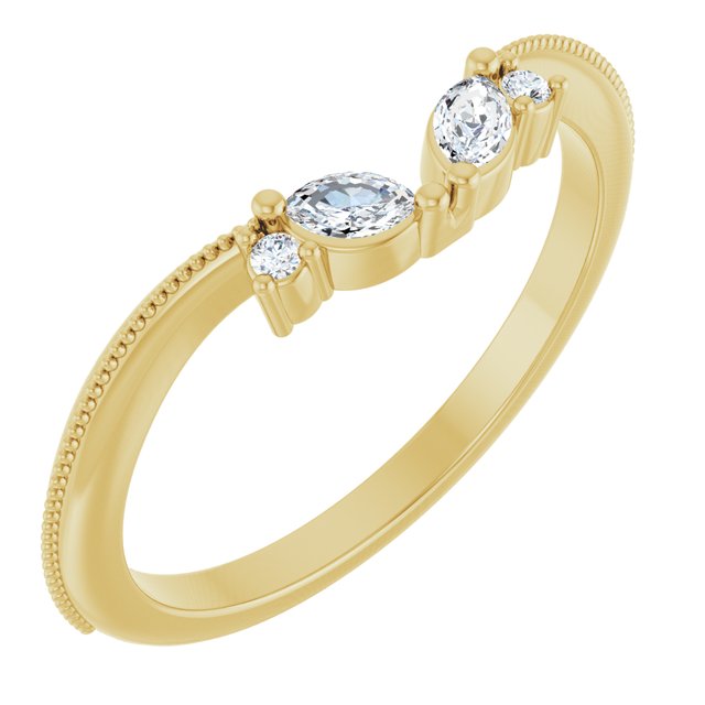 14K Yellow Gold 1/8 CTW Natural Diamond Contour Band