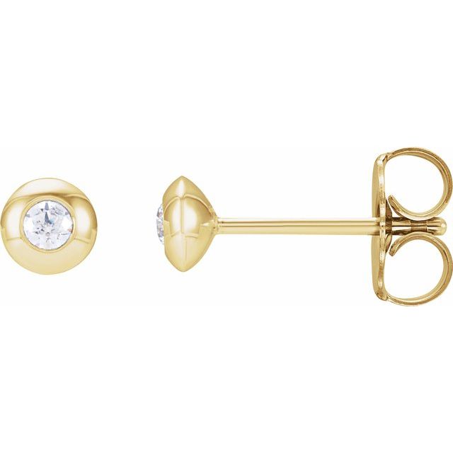 14K Yellow Gold .06 CTW Natural Diamond Domed Bezel-Set Earrings