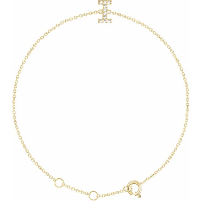 14K Yellow Gold Natural Diamond Initial Bracelet