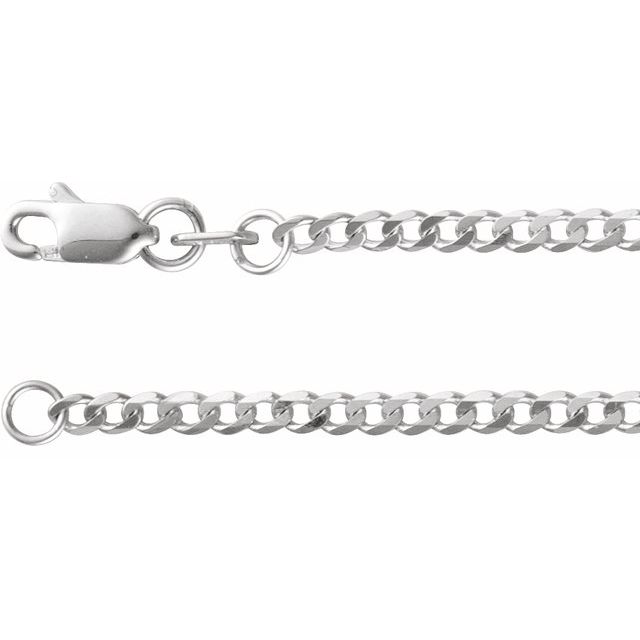 14K White Gold 1.95 mm Curb Chain