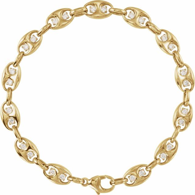 14K Yellow Gold 1 CTW Lab-Grown Diamond Mariner Link Bracelet