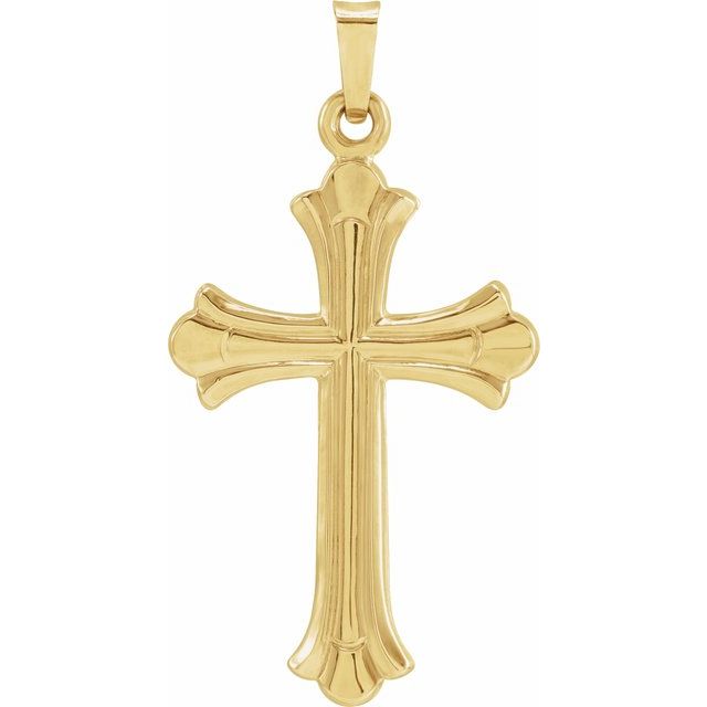 14K Yellow Gold Hollow Cross Pendant