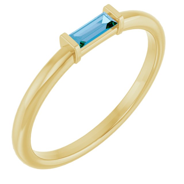 14K Yellow Gold Natural Swiss Blue Topaz Stackable Ring