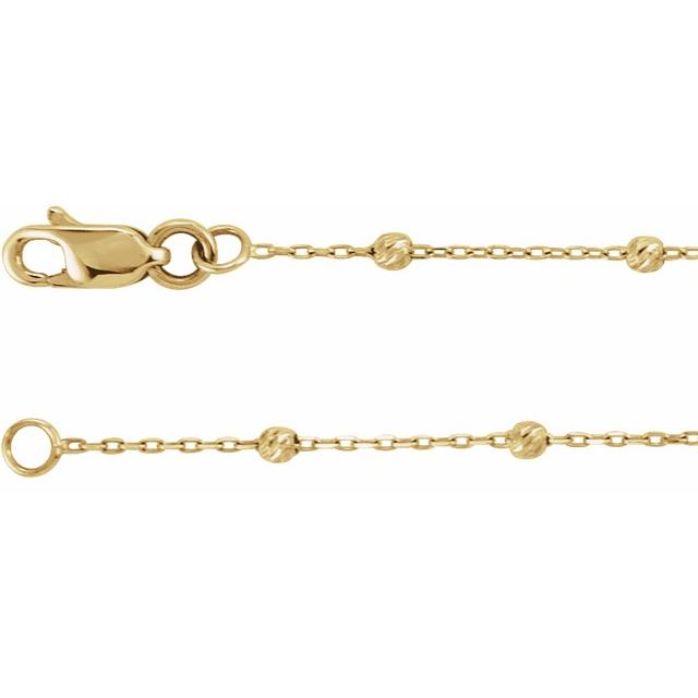 14K Yellow Gold Beaded Cable Chain