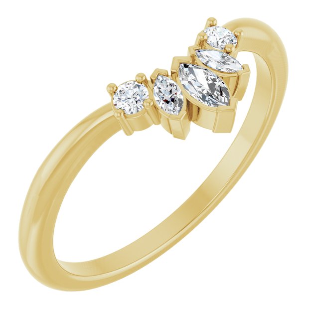14K Yellow Gold 1/6 CTW Natural Diamond Contour Band
