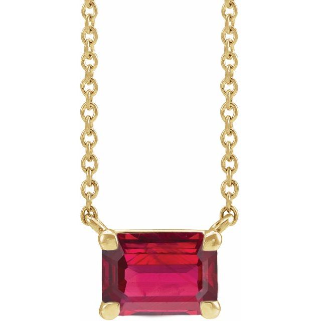 14K Yellow Gold Lab-Grown Ruby Necklace