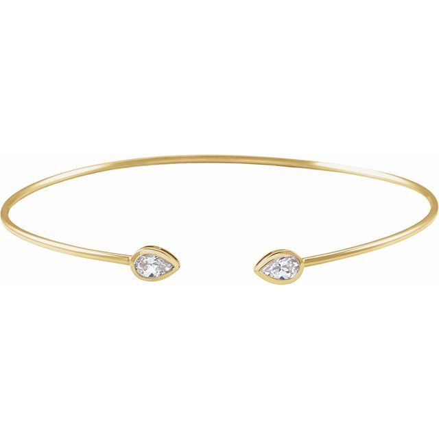 14K Yellow Gold Pear Diamond Bangle
