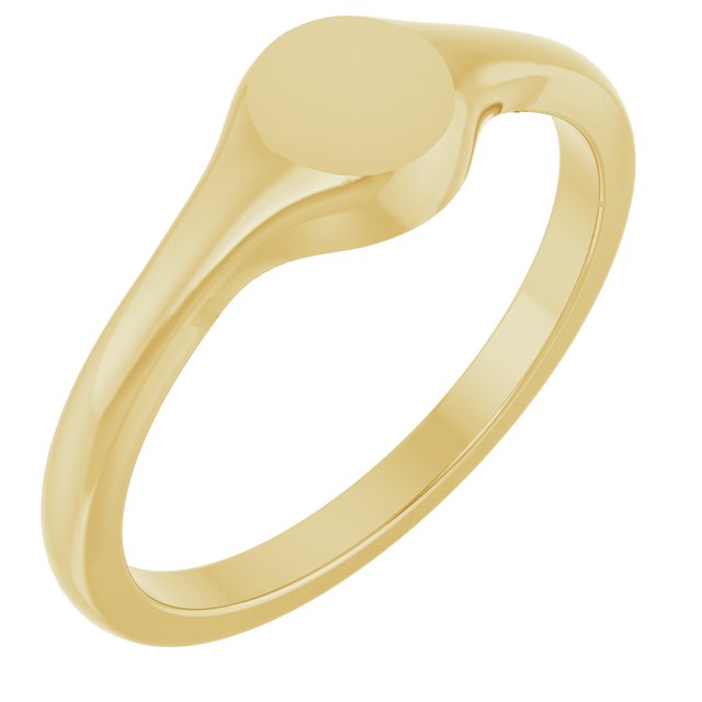 14K Yellow Gold Petite Round Signet Ring