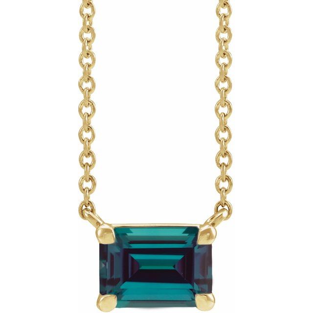 14K Yellow Gold Lab-Grown Alexandrite Necklace