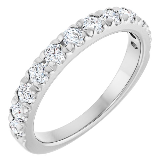 14K White Gold 3/4 CTW Natural Diamond French-Set Anniversary Band
