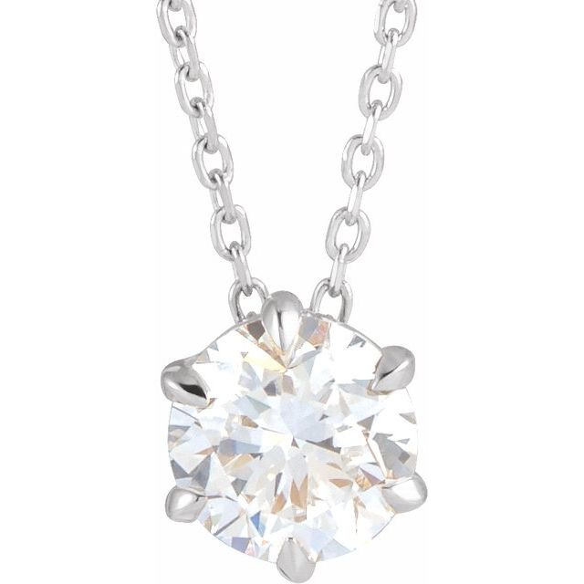 14K White Gold 7/8 CT Lab-Grown Diamond Solitaire Necklace