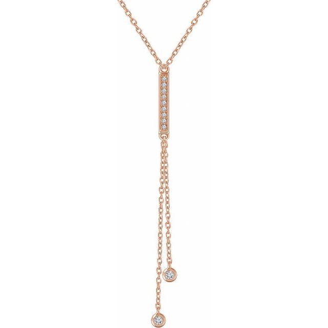 14K Rose Gold 1/10 CTW Natural Diamond Y Necklace