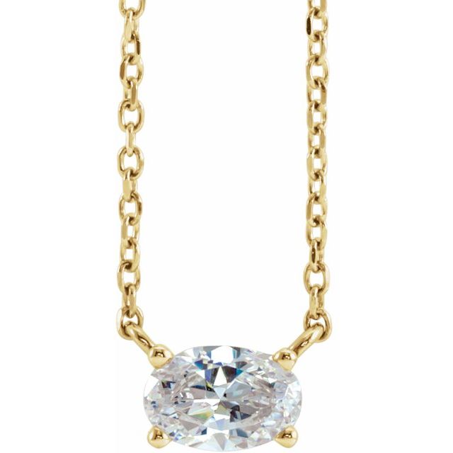 14K Yellow Gold 1/4 CT Natural Diamond Solitaire Necklace