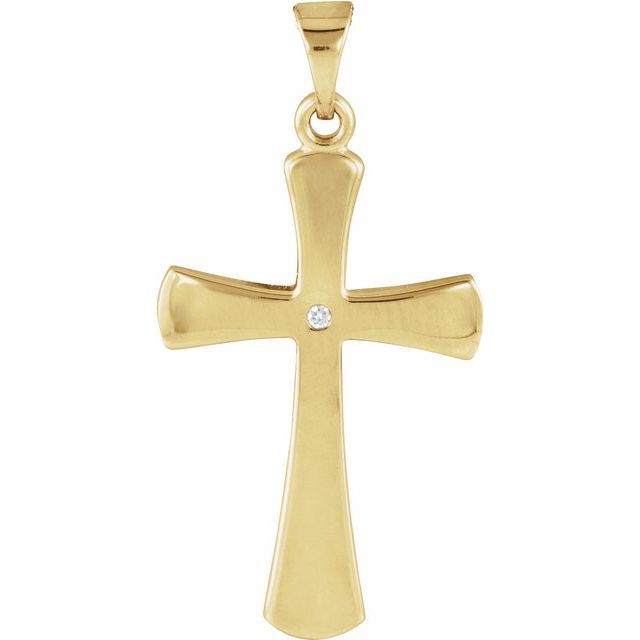 14K Yellow Gold Diamond Accent Cross Pendant