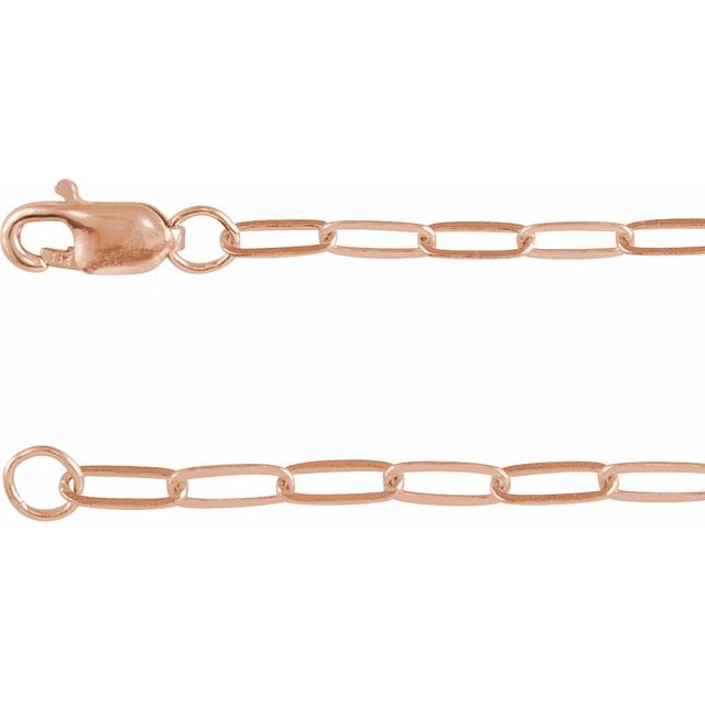 14K Rose Gold 2.1 mm Paperclip-Style Chain