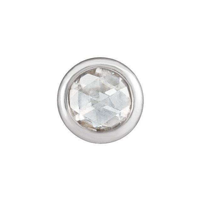 14K White Gold .06 CT Rose-Cut Natural Diamond Bezel-Set Pendant