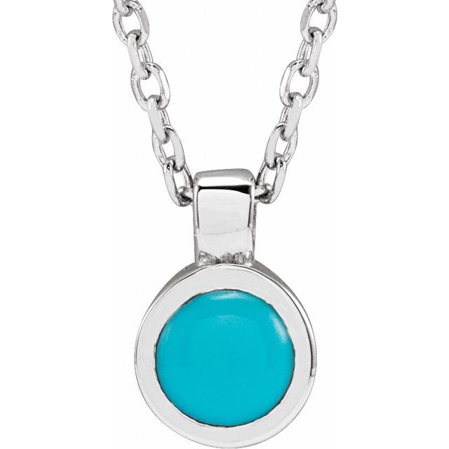 Sterling Silver Natural Turquoise Bezel-Set Necklace