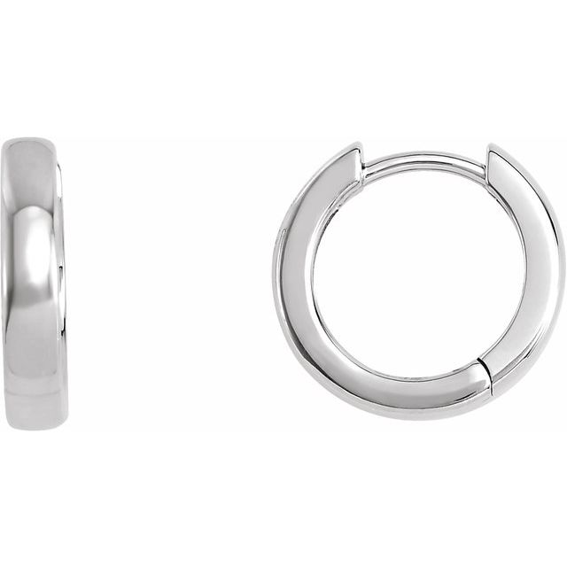 Platinum Hinged 14 mm Hoop Earrings