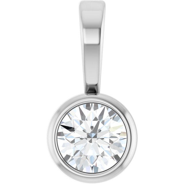 Platinum .06 CT Natural Diamond Bezel-Set Solitaire Pendant