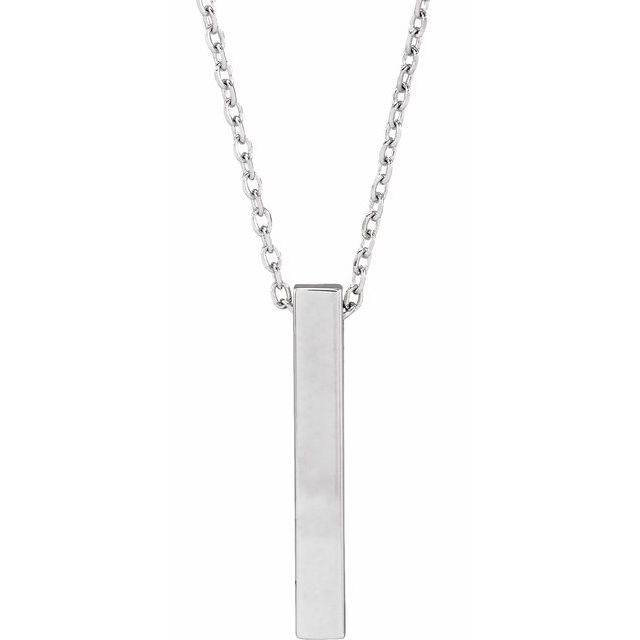 Sterling Silver Engravable Four-Sided Bar Necklace