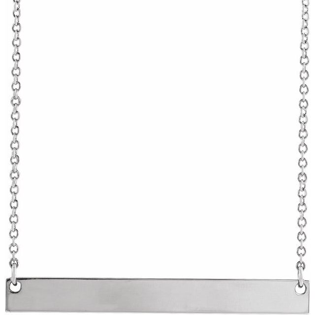 14K White Gold Engravable Bar Necklace