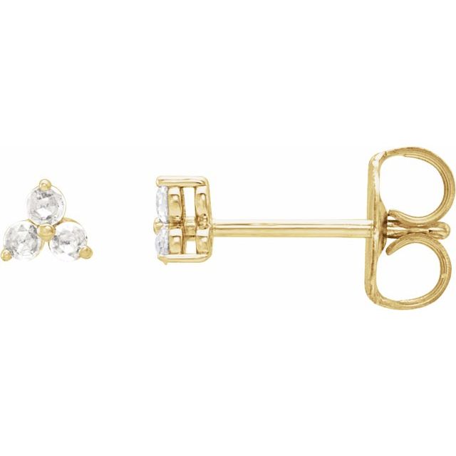 14K Yellow Gold .05 CTW Rose-Cut Natural Diamond Three-Stone Earrings