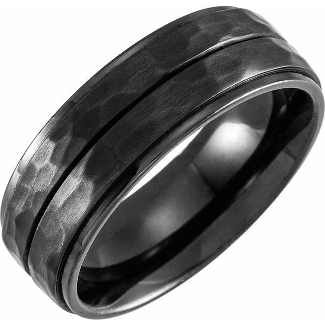 Black Titanium Black Titanium Grooved Hammered Band