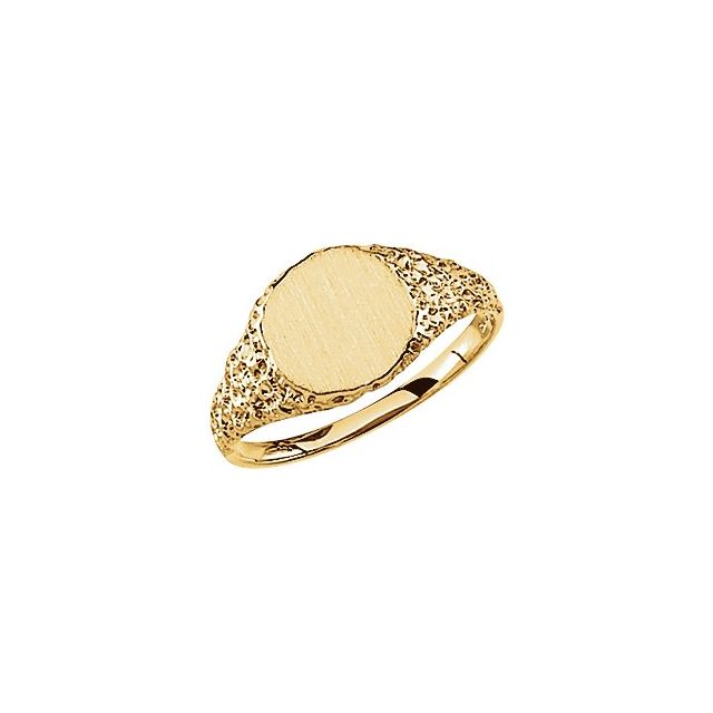 14K Yellow Gold Round Signet Ring