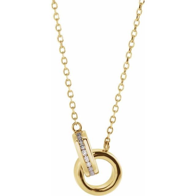 14K Yellow Gold .08 CTW Natural Diamond Interlocking Circle Necklace