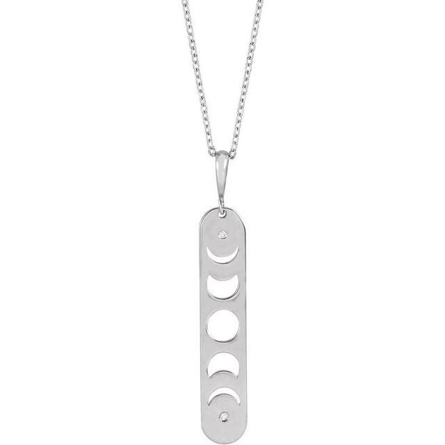 Sterling Silver .01 CTW Natural Diamond Moon Phase Bar Necklace