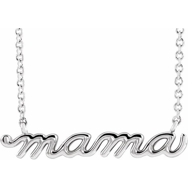 Sterling Silver Petite Mama Script Necklace