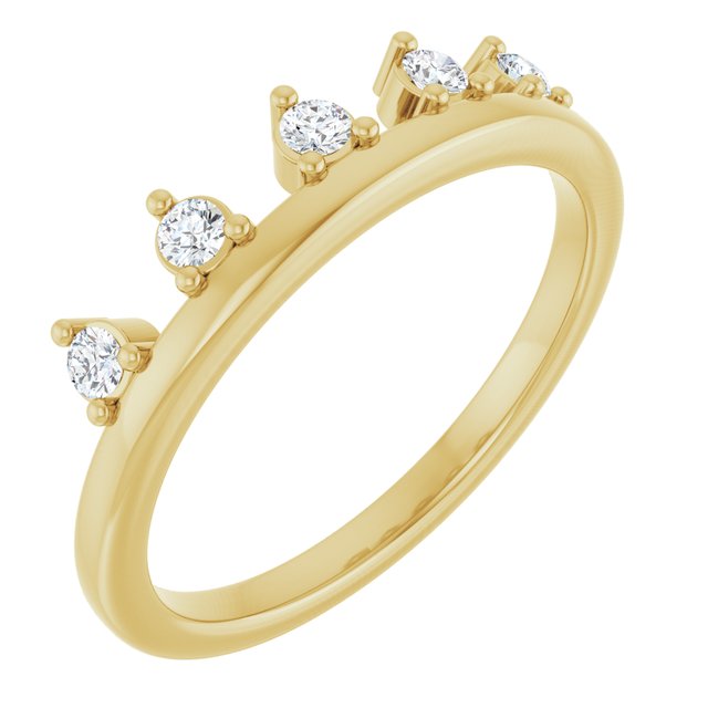 14K Yellow Gold Diamond Crown Ring