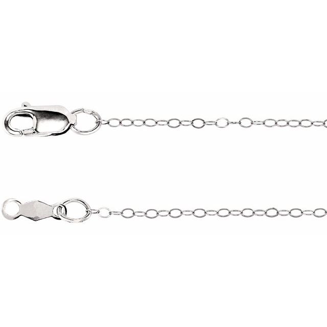 14K White Gold 1 mm Flat Cable Chain