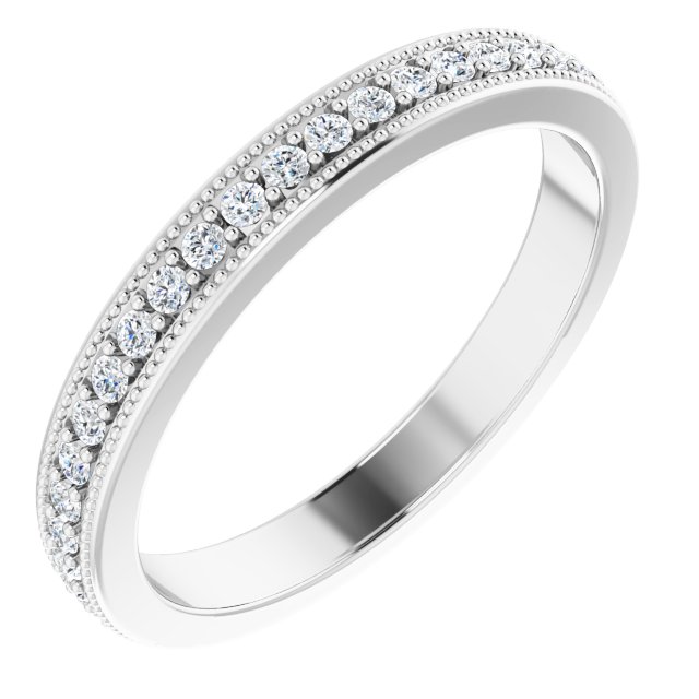 14K White Gold 1/4 CTW Diamond Milgrain Matching Band