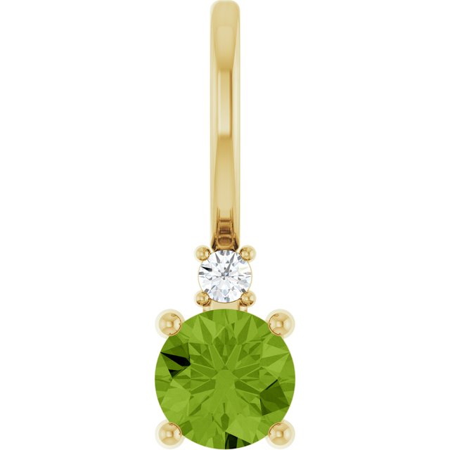14K Yellow Gold Natural Peridot & .015 CT Natural Diamond Charm/Pendant