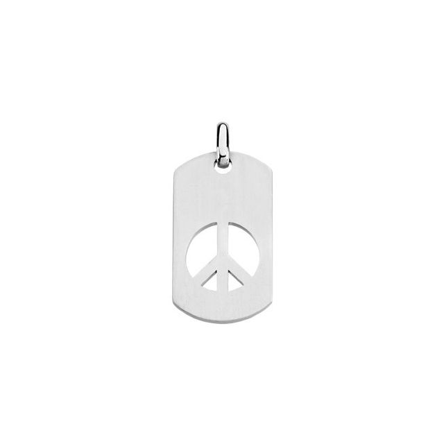 Sterling Silver Peace Sign Dog Tag Pendant