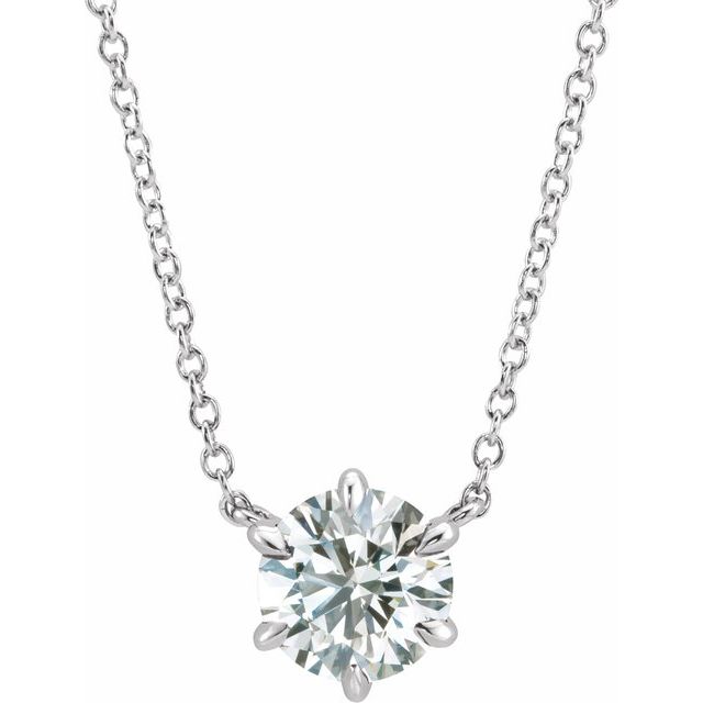 14K White Gold 1/4 CT Natural Diamond Solitaire Necklace