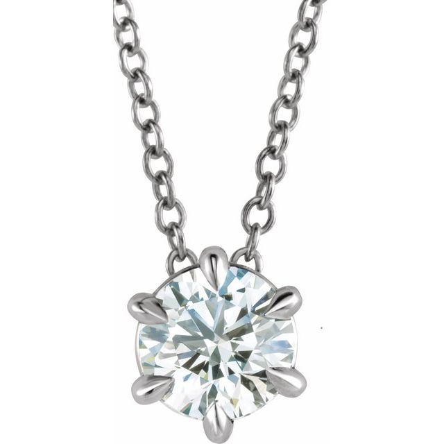 14K White Gold 5/8 CT Lab-Grown Diamond Solitaire Necklace