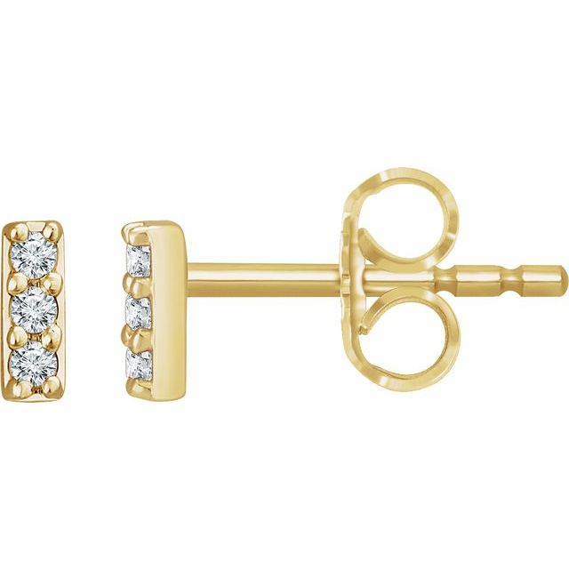 14K Yellow Gold .05 CTW Lab-Grown Diamond Bar Earrings