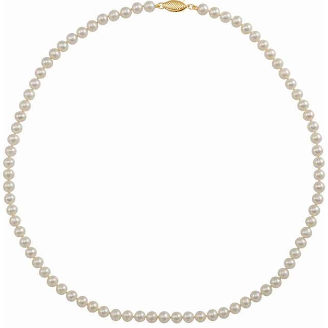 14K Yellow Gold Cultured White Freshwater Pearl Necklace