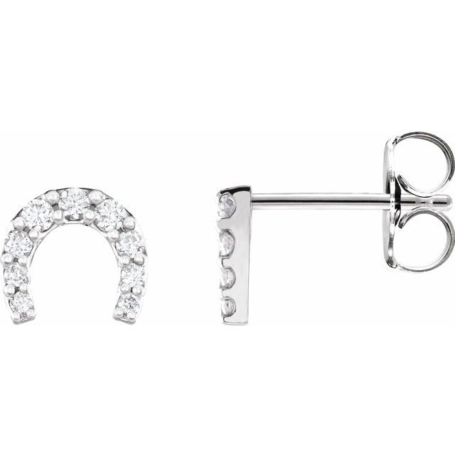 14K White Gold 1/6 CTW Natural Diamond Horseshoe Earrings