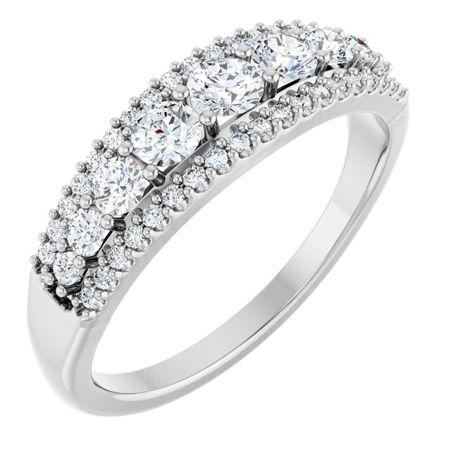 14K White Gold 5/8 CTW Natural Diamond Graduated Anniversary Band