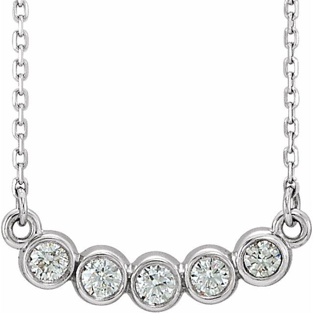 Sterling Silver .07 CTW Natural Diamond Bezel-Set Necklace