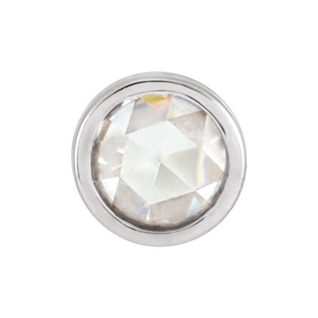 14K White Gold 1/10 CT Rose-Cut Natural Diamond Bezel-Set Pendant