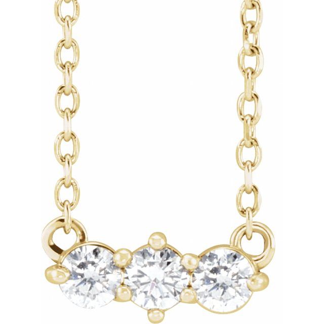 14K Yellow Gold 1/5 CTW Natural Diamond Three-Stone Necklace