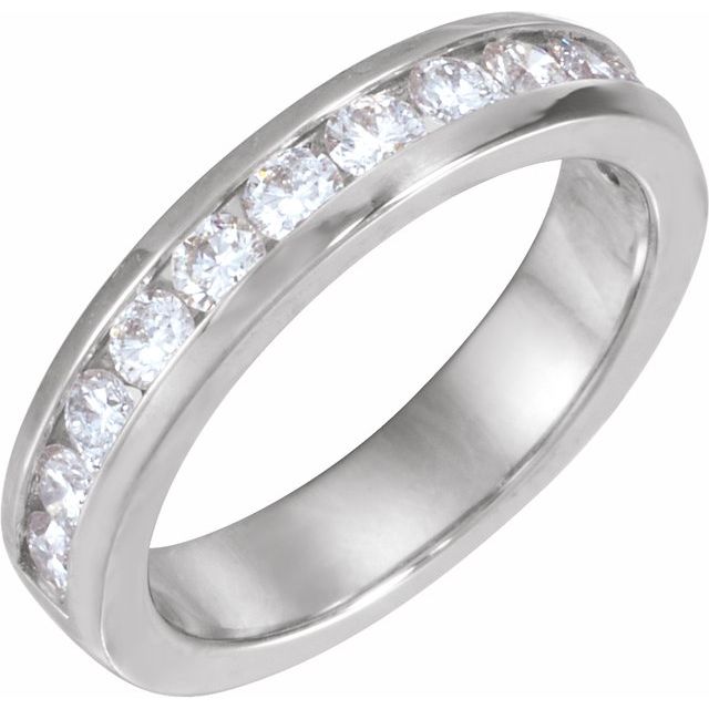 14K White Gold 1 CTW Natural Diamond Channel-Set Matching Band