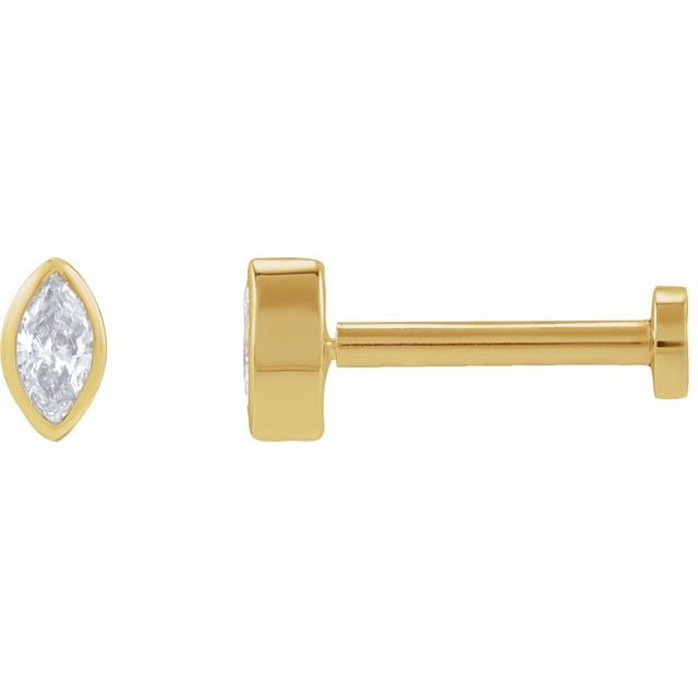 14K Yellow Gold .04 CT Natural Diamond Press Fit Back Stud Earrings